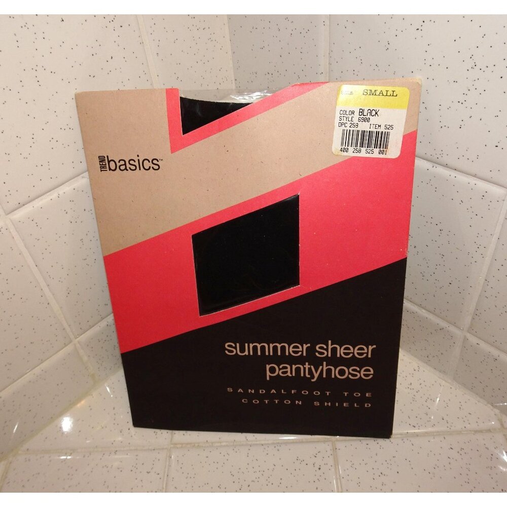 Vintage Trend Basics Black Summer Sheer Pantyhose size Small nylons tights sissy
